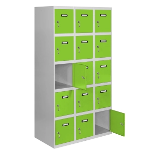 Casier-Armoire SIMONLOCKER DESM. 5 PORTES 3/15 400 (1200) GR/VE GRIS/VERT 1800x1200x500 - SIMONRACK