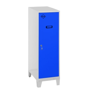 Casier-Armoire SIMONLOCKER DISM.MINI + BAN. 915x300x500+PIES B/BL BLANC/BLEU 1015x300x500 - SIMONRACK