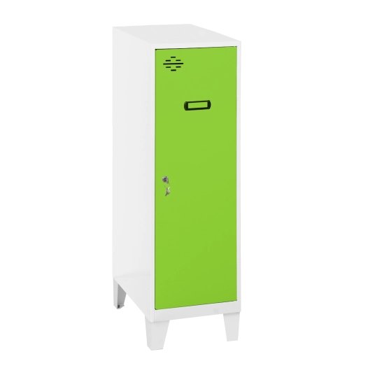 Casier-Armoire SIMONLOCKER DISM.SINGLE MINI 915x400x500+PIES B/VE BLANC/VERT 1015x400x500 - SIMONRACK