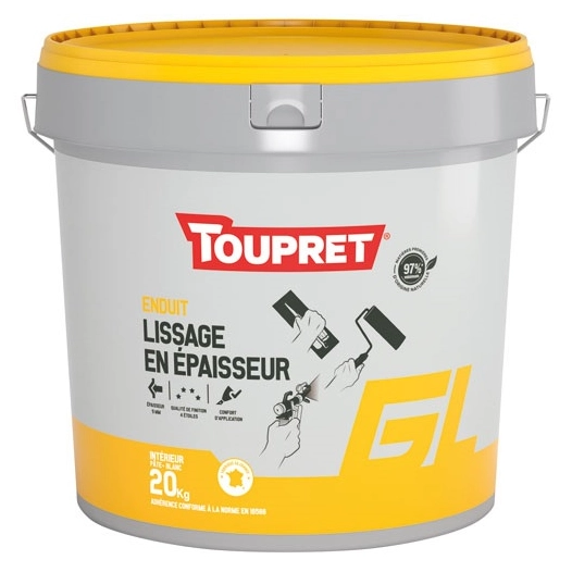 enduit de lissage en ã©paisseur pate 20 kg - toupret sa