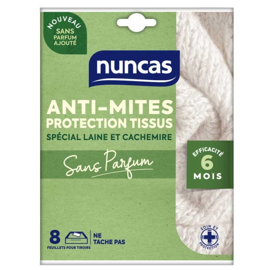 anti-mites tiroirs protection tissus 8 feuillets - nuncas