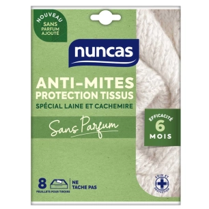 anti-mites tiroirs protection tissus 8 feuillets - nuncas