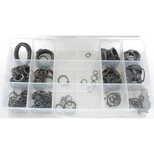 coffret composé d'un assortiment de 300 circlips.