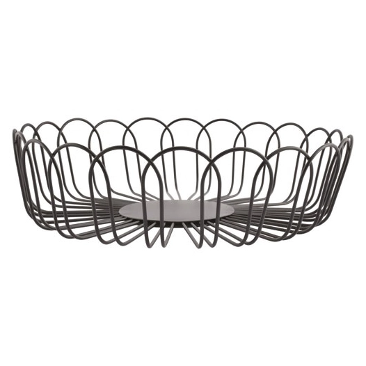 flores panier metallique 26,5xh7,5cm noir - fine dining living