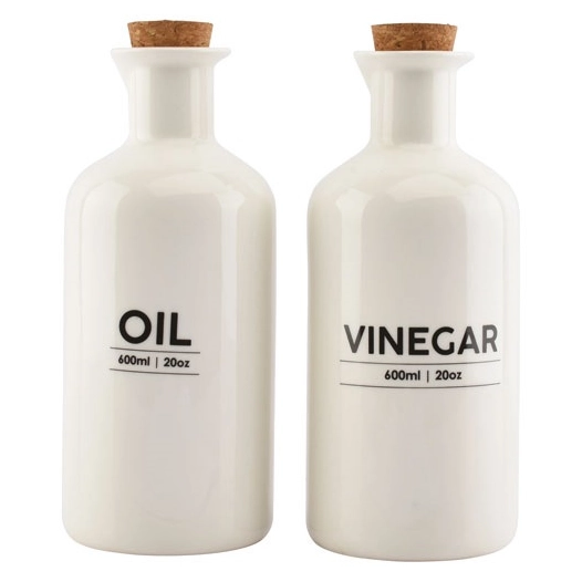 cucina bouteille huile et vinaigre set 60cl blanc - fine dining living