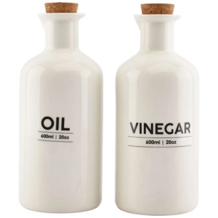 cucina bouteille huile et vinaigre set 60cl blanc - fine dining living