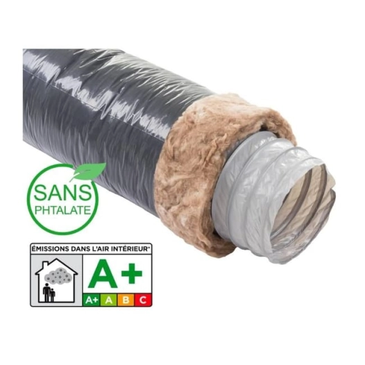 Gaine vmc souple pvc isolée ecosoft 25mm ø80 mm 10 mêtres - UNELVENT