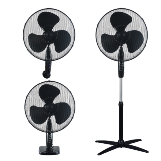 ventilateur kureli garsaco d43cm 45w noir 3 en 1 table,mur et sol - garsaco