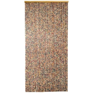 Rideau de porte perles de bois multicolores 90 x 200 cm - morel