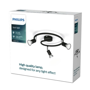 lampe 3 lumières, limbali, noire, gu10, sans ampoules
