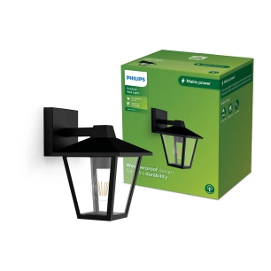 applique d'extérieur kinno, noire, type lampadaire, e27, 25 w, sans ampoule, lumière vers le bas