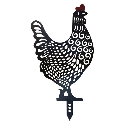 poule cokot tonka silhouette décorative à planter noir - nortene