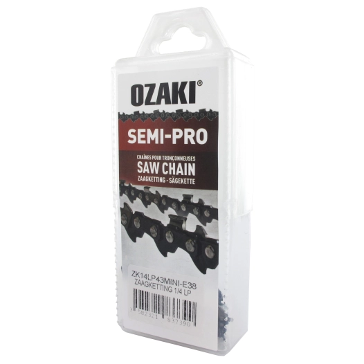 chaîne de tronçonneuse ozaki semi carrée 1/4 .043 (1,1mm) mini 38 entraîneurs.convient aux tronçonneuses à batterie avec guide