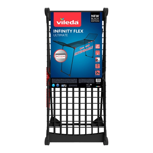 étendoir à linge extensible infinity flex ultimate, noir mat, pose 30 m