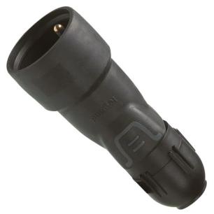 Fiche caoutchouc noire 2p+t-16 a témoin de tension (led) femelle connexion auto et presse-étoupe