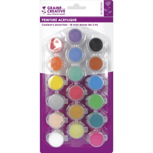assortiment 18 minidoses 3 ml assorties - graine creative