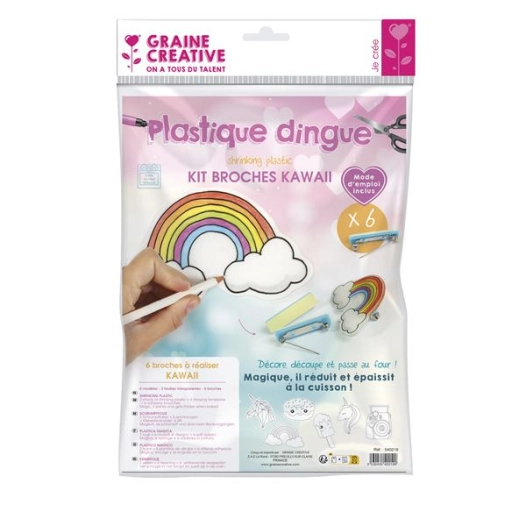 kit 6 broches kawaii en plastique dingue - graine creative