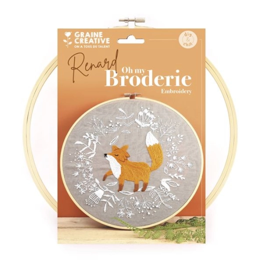 kit broderie renard 280 x 290 x 20 mm - graine creative
