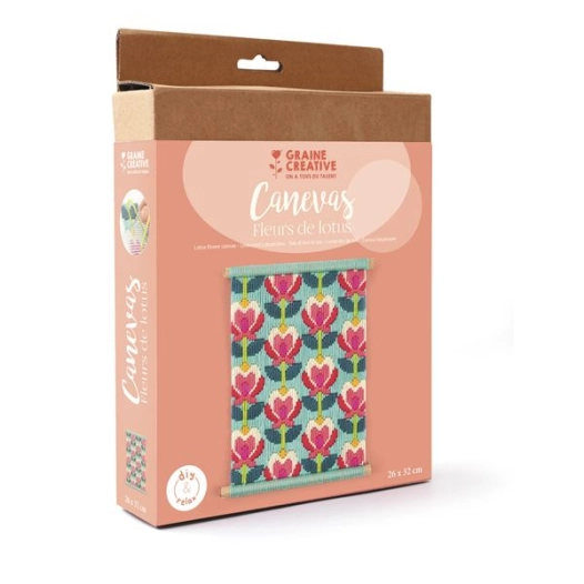 kit canevas fleurs de lotus - graine creative