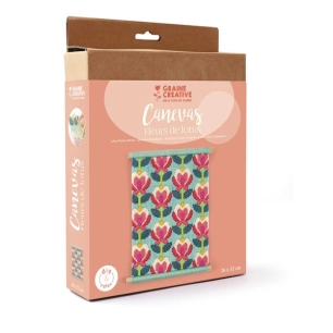 kit canevas fleurs de lotus - graine creative