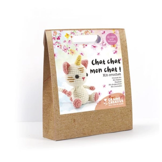 kit crochet chat-licorne 150 mm - graine creative