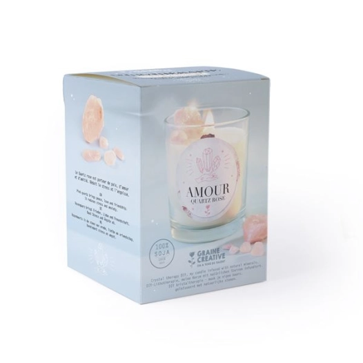 kit diy bougie lithotherapie quartz rose - graine creative