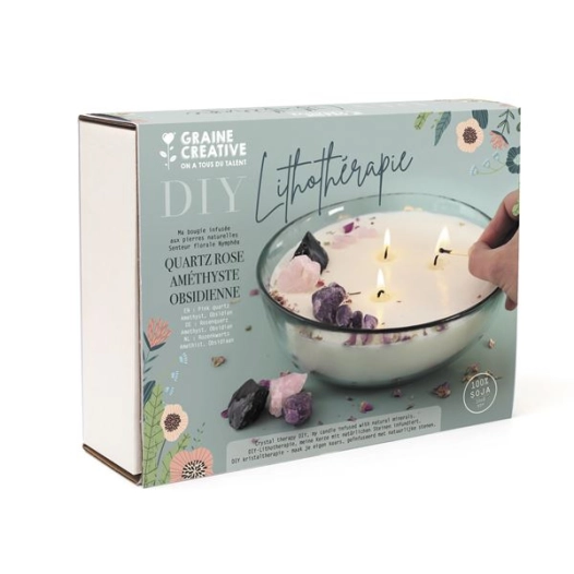 kit diy bougie lithotherapie xxl - graine creative