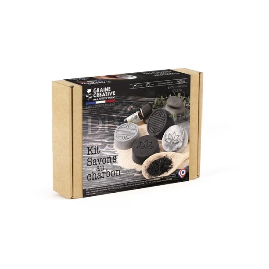 kit diy savons au charbon 196 x 144 x 45 mm - graine creative