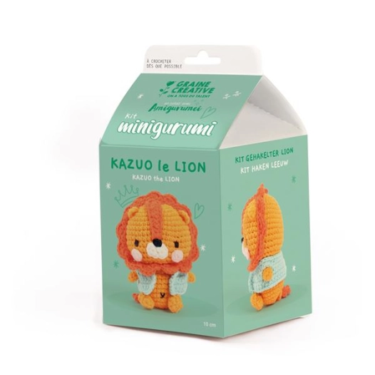 kit minigurumi lion kazuo 100mm - graine creative