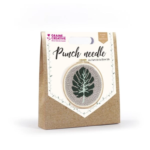 kit punch needle feuille dia. 200mm - graine creative