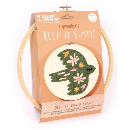 kit punch needle oiseau - graine creative
