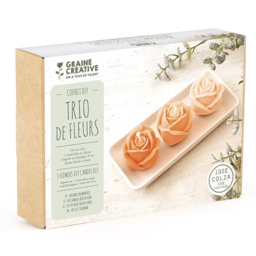 kit trio bougies fleurs - graine creative