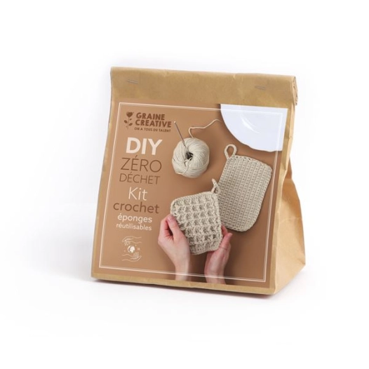 kit zero dechet eponges reutilisables 140 x 290 x 85 mm - graine creative