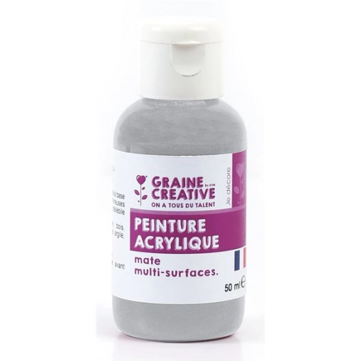 peinture acrylique 50ml argent nacre - graine creative