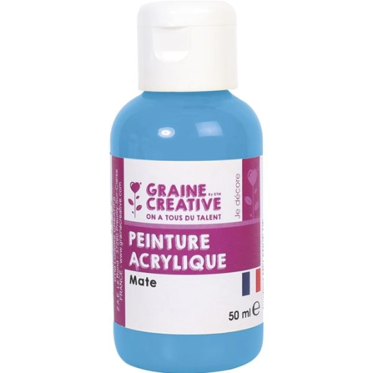 peinture acrylique 50ml cyan - graine creative