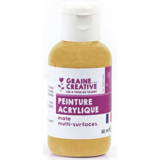 peinture acrylique 50ml or metallise - graine creative