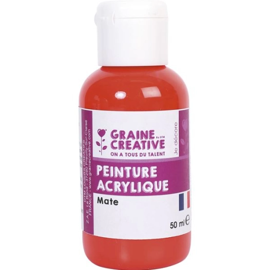peinture acrylique 50ml rouge carmin - graine creative