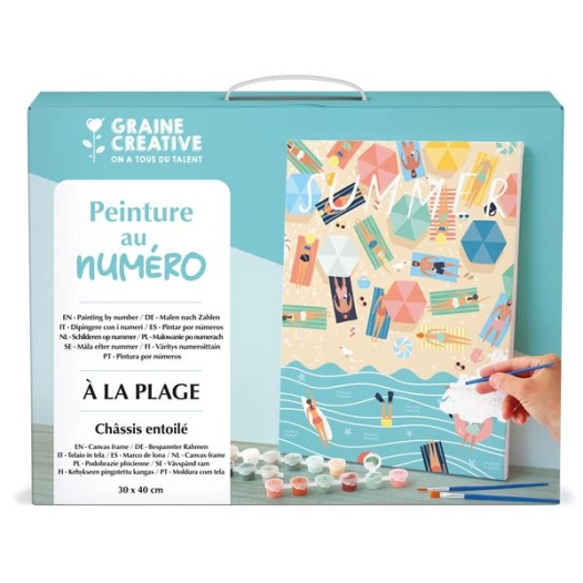 peinture au numero 30 x 40 a la plage - graine creative