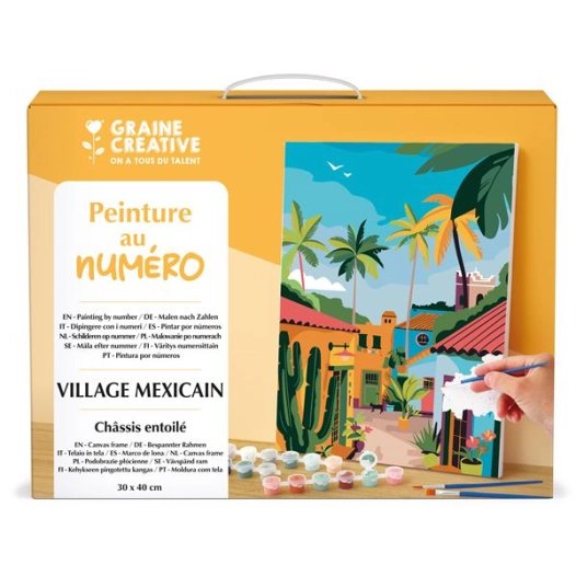 peinture au numero 30x40 cm - village mexicain - graine creative