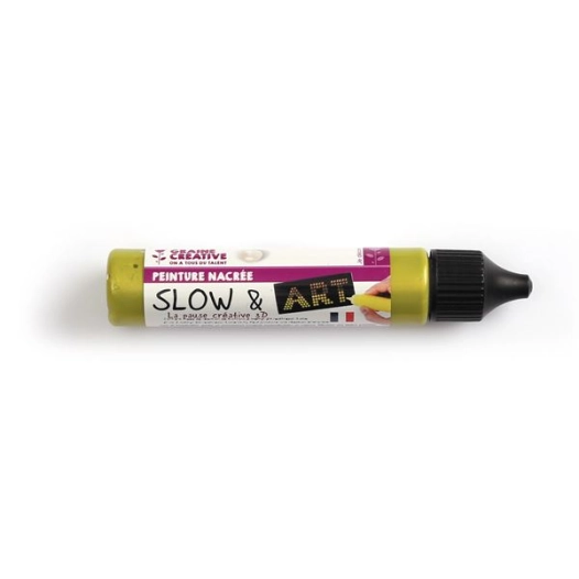 peinture slow & art 30ml vert anis nacre - graine creative
