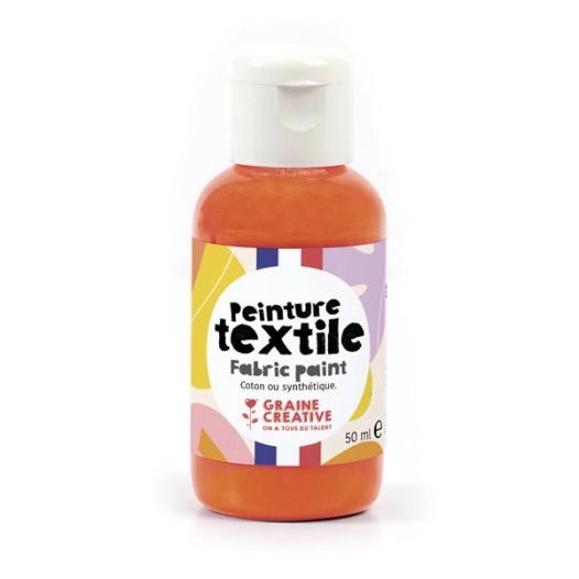 peinture textile orange fluo 50ml - graine creative