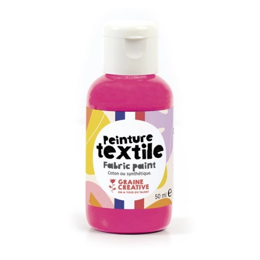 peinture textile rose fluo 50ml - graine creative