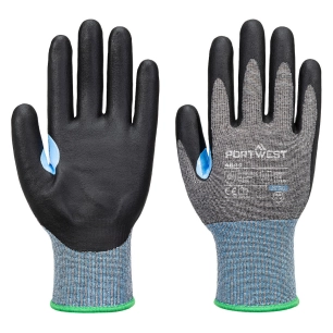 gant anti-coupures cs d15 nitrile - taille s - gris/noir - portwest