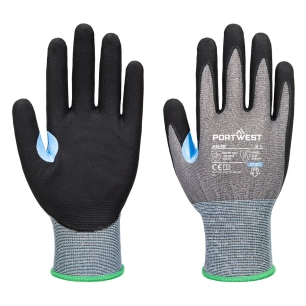 gant anti-coupures cs d21 nitrile - taille l - gris/noir - portwest