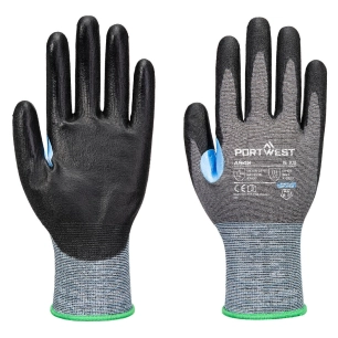 gant anti-coupures cs d21 pu - taille s - gris/noir - portwest