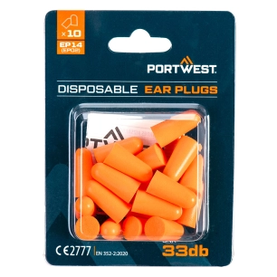 bouchons d'oreille en mousse pu (10 paires) - orange - portwest