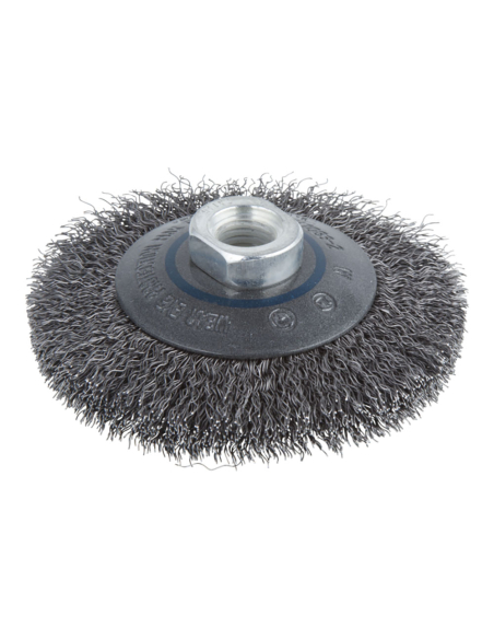 brosse conique en fil d'acier, filetage m14, ø100 x 15 mm
