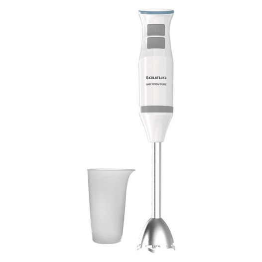 mixeur plongeant pied inox 1200w 20 vitesses bol doseur blanc bleu - taurus