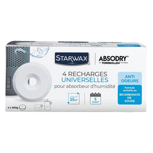 pack recharge de 4 tablettes pour absorbeur humiditã© 500 g - brunel
