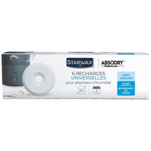 pack recharge de 6 tablettes pour absorbeur humidite 500 g - brunel